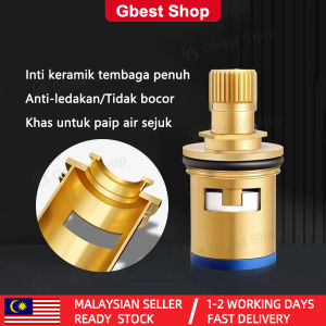 Gbest Brass Replacement Faucet Valve Core Double Sink Basin Kitchen Wall Tap Headwork Cartridge Spindle Copper Ceramic Brass Water Tap Catridge Easy installation Bathroom Kitchen Accessories Alat Ganti Paip Sinki