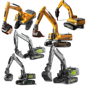3Pcs/Set Engineering Truck Diecast Construction Excavator Driller Timber Grab Model Alloy+Plastic Vehicle Toys for Children Gift