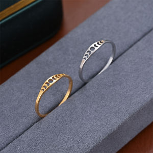Simple Sky Moon Phase Ring Stainless Steel Crescent Moon Women Rings Amulet Jewelry Aesthetic Gift For Lover Friends Wholesale