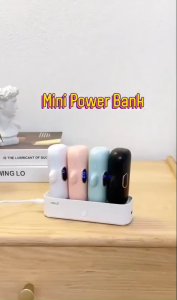30000mAh 20W Mini Powerbank Type C Fast Charger LED Display Small Tesla Battery Portable Charger with Built-in Cable for Xiaomi Samsung Huawei Apple Power Bank Lipstick Size Portable Powerbank Fast Charging