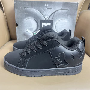 Thickened Mens Black DC Skate Shoes Tongue Double Reinforced Anti-Debonding Casual Sporty Leather Low Top Board Shoes