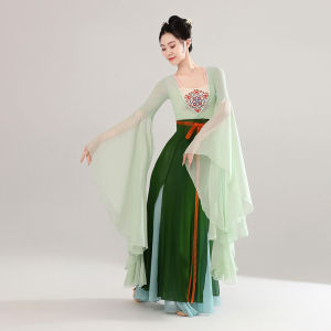 Elegant Long Dance Costume for Women Ethereal Performance Practice Clothes Chest Length Han Tang Style Ancient Chinese Dancewear