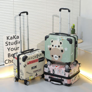 กระเป๋าเดินทางขนาดเล็กสีสันสดใส 18 นิ้ว กระเป๋าเดินทางแบบล็อครหัสผ่านสำหรับนักเรียน กระเป๋าเดินทางแบบล้อเลื่อนแบบอเนกประสงค์สำหรับผู้ชายและผู้หญิง