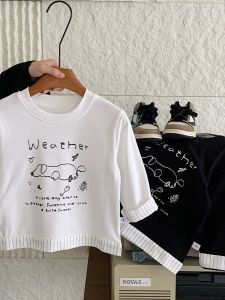 Boys Long Sleeve Cotton T-Shirt Cartoon Print Base Layer Shirt Baby Fashionable Versatile Top Trendy Korean Style Kids Clothes