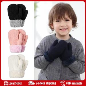 Lovely Plus Velvet Kids Gloves Thick Knitting Mittens Warm Mittens Boys Girls New Autumn Winter Baby Boys Girls Wool Knitted Gloves Warm Full Finger Mittens Gloves For Children Toddler Kids Cartoon Plus Velvet Kids Gloves Thick Knitting Mittens Baby Glove