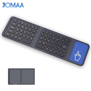 Jomaa Bluetooth Foldable Keyboard Tri-Fold Wireless KeyboardPU Leather Cover 3 Device Connectionsfor Tablet Phone Laptop