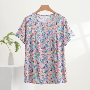 Womens Cotton Short Sleeve Round Neck T-shirt