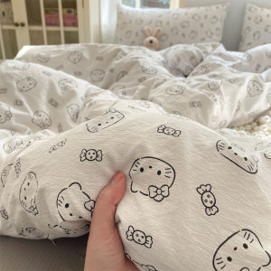 Non-Cotton Double-Layer Bedding Cover Single Piece 150x200x230 for Students Dormitory Quilt Cover Sheet Mat Cover 4 Pieces