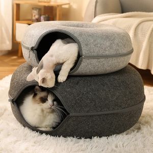 Donut Cat Tunnel Bed Pet Cat House Cat Cave Toys Small Dogs Pet Bed Kitten Cat Interactive Play Toys