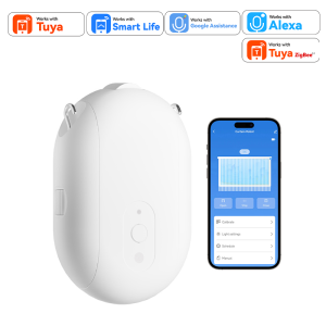 Smart Zigbee Curtain Motor with Hooks for T U Rail Smart Curtain Pusher Robot Compatible with Tuya App Siri Google Alexa Voice