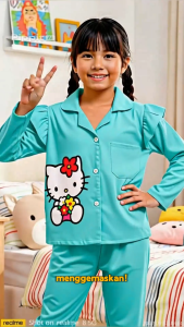 Serelan anak perempuan lengan panjang motif hello kitty