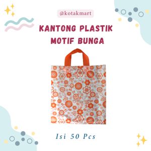 Tas Plastik Makanan dan Minuman Motif Bunga [50Pcs] - Ukuran 23 x 25 Cm