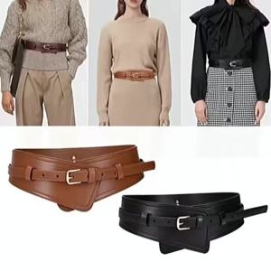 Pu Leather Slimming Body Waistband Corset Wide Belts For Women Elastic Waist Belts Strap Belts Bownot Dress Coat Accessories