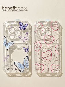 Benefit Red Heart Blue Butterfly Silicone Phone Case Transparent Anti-Fall for iPhone 16 pro Max Apple 15 pro 13 New 14 Set 12 Creative 11 Xsmax Xr