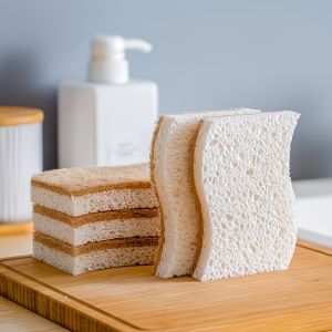 4-Piece Set of Kitchen Sponge Made of Coconut Fiber Material and Sponge Specifically Designed for Cleaning Kitchen Utensils