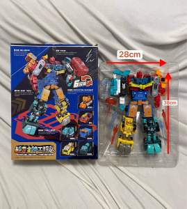 6-in-1 Construction Vehicle Transforming Robot Toy Combination Mecha Action Figure 38cm Kids Gift 6合1大尺寸形态变换机器人玩具