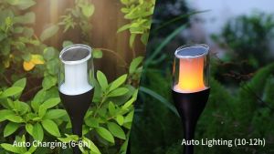 LED Solar Waterproof Flame Outdoor Light Flickering Decorative Garden Lawn Lamp Yard Pathway Decor Torch Lighting
