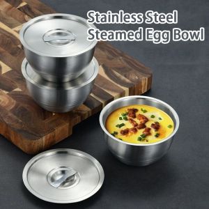 【XZsunflower 】304 Stainless Steel Steamed Egg Bowl with Lid Stewed Soup Cup Food Cooking Container Thickened Baby Complementary Food Bowl