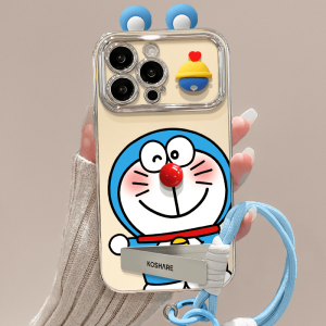 Electroplated Large Window Doraemon Doll for Apple 15promax Phone Case Iphone14/13 New Arrival Huawei Mate60pro Female P70 All-Inclusive Opporeno12/Vivos19/Xiaomi