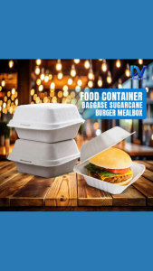 Clamshell Sugarcane Burger Meal box - 6 inches