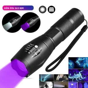 Đèn Pin UV Có Thể Sạc Lại Loại C 2 Trong 1 395nm Đèn Đen Cầm Tay Đèn Cực Tím Để Phát Hiện Vật Nuôi Đèn Pin Hợp Kim Nhôm