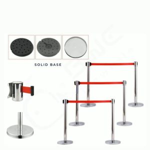 【Local shipment】Stainless Steel Queue Up Stand With  Retractable Belt Heavy Duty Black Powder Coating Queue Stand RETRACTABLE RED BELT  Retractable Belt 2 Meter 90cm Q-Up Pole Separate Penghadang Pelaras Barisan Giliran Barrier Divider Pole Queue Up Stand