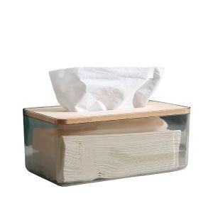Sleek and Simple Rectangular Bamboo Tissue Paper Holder ZJH01