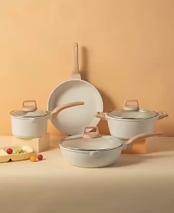 Carote Ice Cream Non Stick Frying Pan kitchen cookware set 7 pieces pan wok pot panInduction Gas stove Healthy PFOA Free