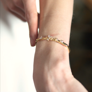 Mikana Tomoha Gold Plated Bangle Bracelet for Women adjustable bracelets flower floral casual gift