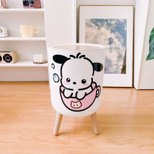 Cute Pachat Dog Home Use Trash Can Double Layer Press Bedroom Student Dormitory Large Capacity round Paper Basket Storage Bucket