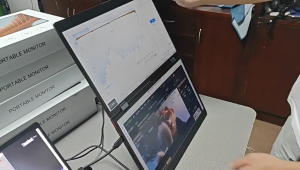 Domestix Portable Dual Screen 15.6”inch IPS Screen Monitor - Laptop Screen Extender | Type-C | Mini HDMI IN | Earphone | Support:Mirror Split Portrait Extended Mode with USB Type C Safety Mark 3 Pin UK Plug Power Adapter