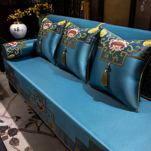 ผ้าคลุมโซฟาผ้าคลุมเบาะแบบเรียบง่ายทันสมัยสไตล์จีนแบบใหม่ผ้าคลุมโซฟาใช้ได้สี่ฤดูกันลื่นผ้ารองหลัง