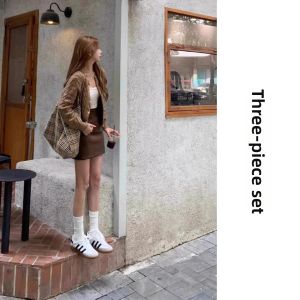 DUOMIAOTU | Korean Style Maillard Autumn Dress Set
