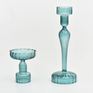 JOJOS L. PD Empty Creative Stripe Glass Candlestick Transparent Colorful Modern Simple Style Home Decoration Candle Holder