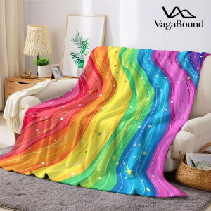Chăn Flannel Mềm Mại Ấm Áp Họa Tiết Sao Cầu Vồng Dùng Được Quanh Năm Trang Trí Ghế Sofa Quà Tặng Halloween Giáng Sinh