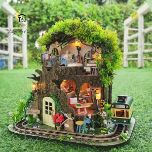 Mô hình đồ chơi trí tuệ DIY Nhà búp bê thủ công tự làm lấy bằng gỗ phong cách kiến trúc nhà trên cây Nhà Gỗ Trong Rừng