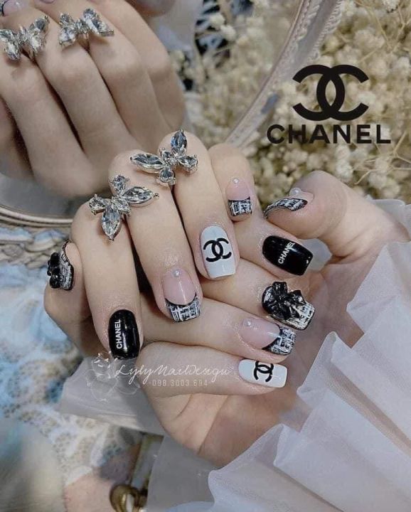 Mẫu nail ngắn Chanel gắn nơ D853 | Lazada.vn