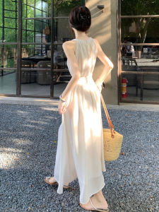 Stylish French Elegant Halter Neck Sleeveless Dress