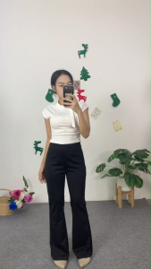 ชุดเซ็ต  เสื้อกระชับหุ่น + กางเกงดีไซน์หรูหรา