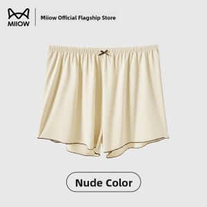 miiow | Womens Safety Pants Ice Silk No Roll Edge Seamless Summer Anti Glare Base Layer Shorts High Waist Briefs Casual Use
