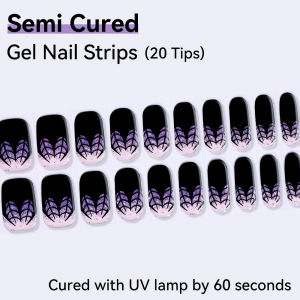 20strips Semi Cured Wraps Fast Gel Nail Sticker Soild Nail Gel Wraps Adhesive Full Cover Gel Nail Sticker Manicure Decoration