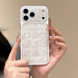 Sanrio | Korea Line Hello Kitty Shell Pattern Laser Case For iphone 17 16 15 Pro Max Cute Cartoon Lens Protective Shockproof Phone Cover