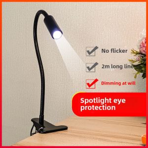 Bedside Reading Lamp USB Clamp-On Focus Light Eye Protection LED Small Clip-On Lamp Dormitory Gather Light Desk Lamp Plug-In