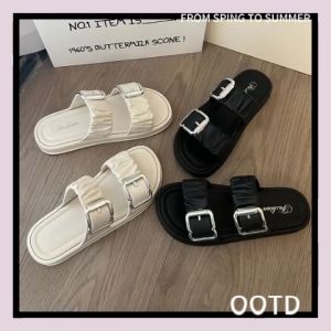 LHMoonlight NEW รองเท้าผู้หญิงแบบสวม แต่งสายคาด วัสดุยาง สไตล์มินิมอล เกาหลีเกาใจ ฮิตสุดในตอนนี้ ดีไซน์เรียบๆแต่เก๋เกิ้นน สาวๆต้องมีติดตุ้เยยน๊าาา