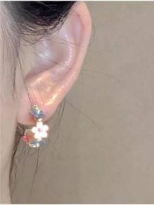 S925 Pure Silver Colorful Sequin Contrast Flower Circle Earrings Luxury Unique Personality Womens Fashion Jewelry Ear Studs