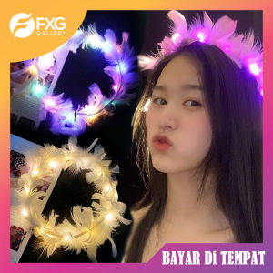 FXG Bando Mahkota Bulu Dengan Lampu Led Nyala Luminous Pesta Style Korea Lucu BND33