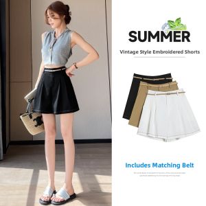 La Chapelle | High Waist A-Line Flax Wide Leg Cooling Shorts