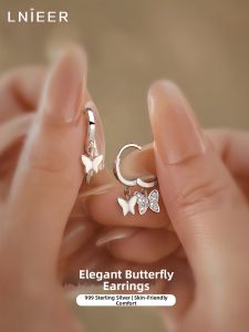 Lnieer | Exquisite Elegant Sterling Silver Double Butterfly Earrings