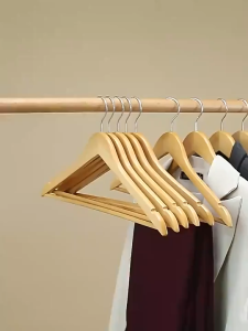 SG 10pcs/50pcs Solid Wood Suit Hangers with Non Slip Bar and Precisely Cut Notches Clothes Hanger Matte Texture Classic