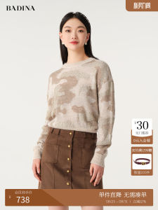 Bathina Womens Knitted Wool round Neck Pullover Spring Autumn New Style Comfortable Fit Long Sleeve Fashionable OL Style